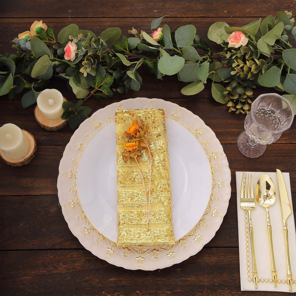 Sequin Napkins 20"x20" Gold - Diamond Pattern Reusable Napkin for Glamorous Table Settings - Bell Racket Store