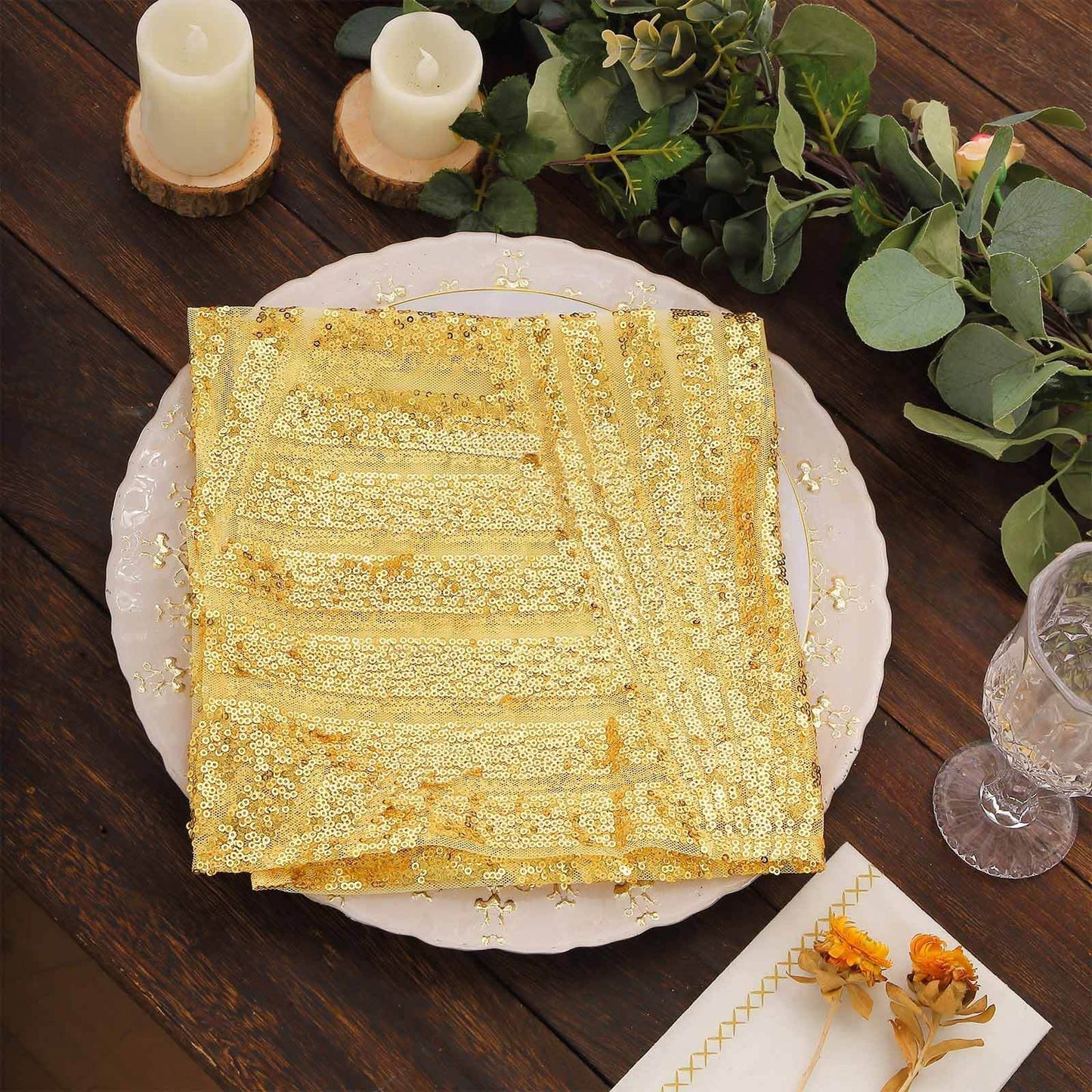 Sequin Napkins 20"x20" Gold - Diamond Pattern Reusable Napkin for Glamorous Table Settings - Bell Racket Store