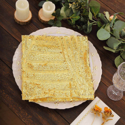 Sequin Napkins 20"x20" Gold - Diamond Pattern Reusable Napkin for Glamorous Table Settings - Bell Racket Store
