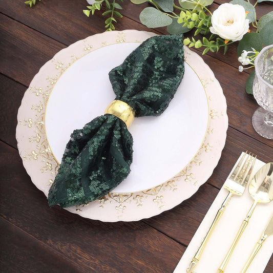 Sequin Napkins 20"x20" Hunter Emerald Green - Diamond Pattern Reusable Napkin - Bell Racket Store