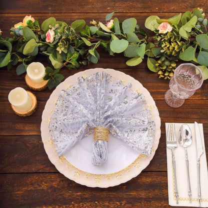 Sequin Napkins 20"x20" Silver - Diamond Pattern Reusable Napkin - Bell Racket Store