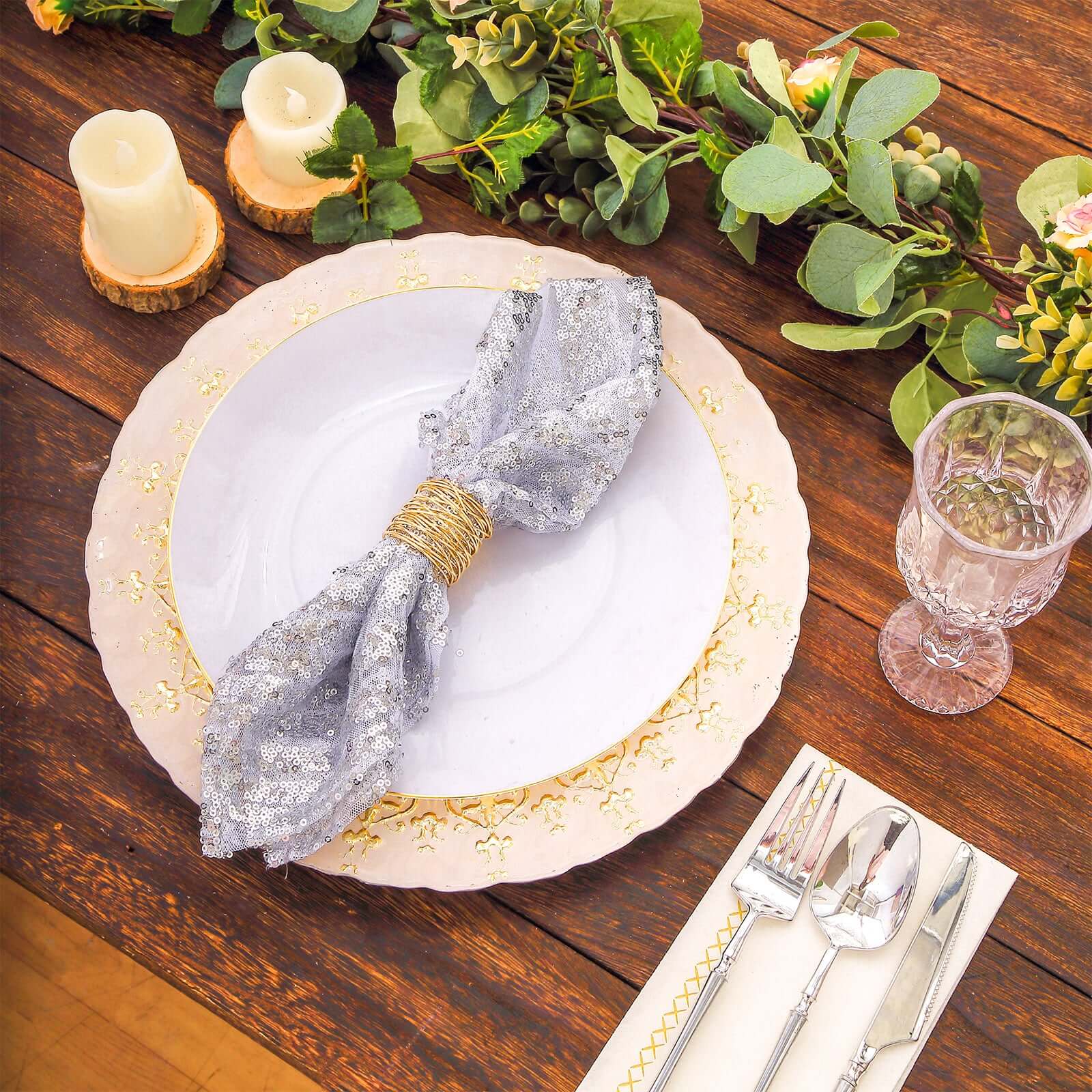 Sequin Napkins 20"x20" Silver - Diamond Pattern Reusable Napkin - Bell Racket Store