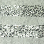 54"x4 Yards White With Silver Sequin Parallels Lace Fabric Bolt, DIY Craft Fabric Roll