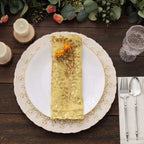 Sequin Tulle 20"x20" Napkin Gold Embroidered Leaf Vine Pattern - Shimmering Event Decor - Bell Racket Store