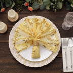 Sequin Tulle 20"x20" Napkin Gold Embroidered Leaf Vine Pattern - Shimmering Event Decor - Bell Racket Store