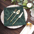 Sequin Tulle 20"x20" Napkin Hunter Emerald Green - Embroidered Leaf Vine Dinner Napkins - Bell Racket Store