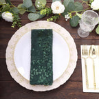 Sequin Tulle 20"x20" Napkin Hunter Emerald Green - Embroidered Leaf Vine Dinner Napkins - Bell Racket Store