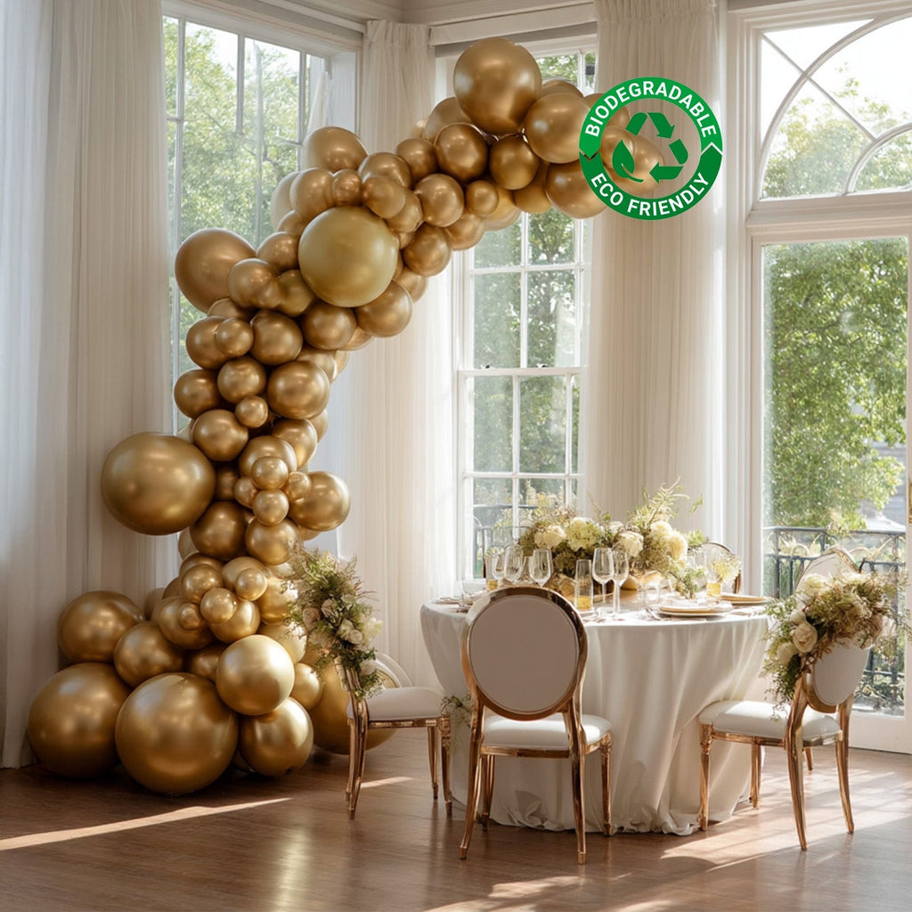Set of 110 Gold Balloon Garland Kit â€“ Biodegradable Extra Strong Latex Balloons for Party Arch DÃ©cor - Bell Racket Store