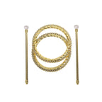 Set of 2 6" Gold Acrylic Braided Barrette Style Curtain Tie Backs With Crystal Diamond Studded Edge, Round Backdrop Drapery Brooch Holdbacks - Bell Racket Store