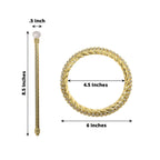 Set of 2 6" Gold Acrylic Braided Barrette Style Curtain Tie Backs With Crystal Diamond Studded Edge, Round Backdrop Drapery Brooch Holdbacks - Bell Racket Store