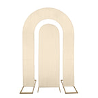 Set of 2 Beige Spandex Fitted Wedding Arch Covers for Round Top and Double Arch Chiara Backdrop Stands - 6ft,8ft - Bell Racket Store
