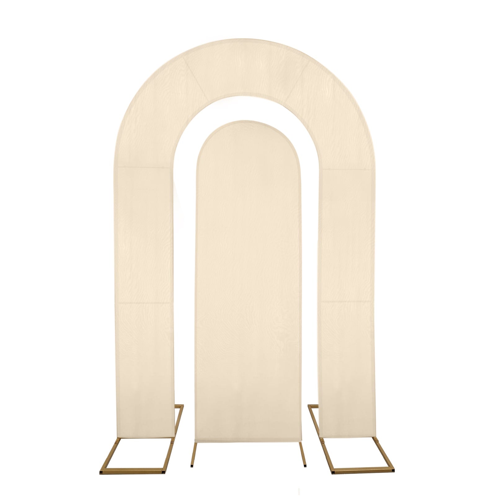 Set of 2 Beige Spandex Fitted Wedding Arch Covers for Round Top and Double Arch Chiara Backdrop Stands - 6ft,8ft - Bell Racket Store