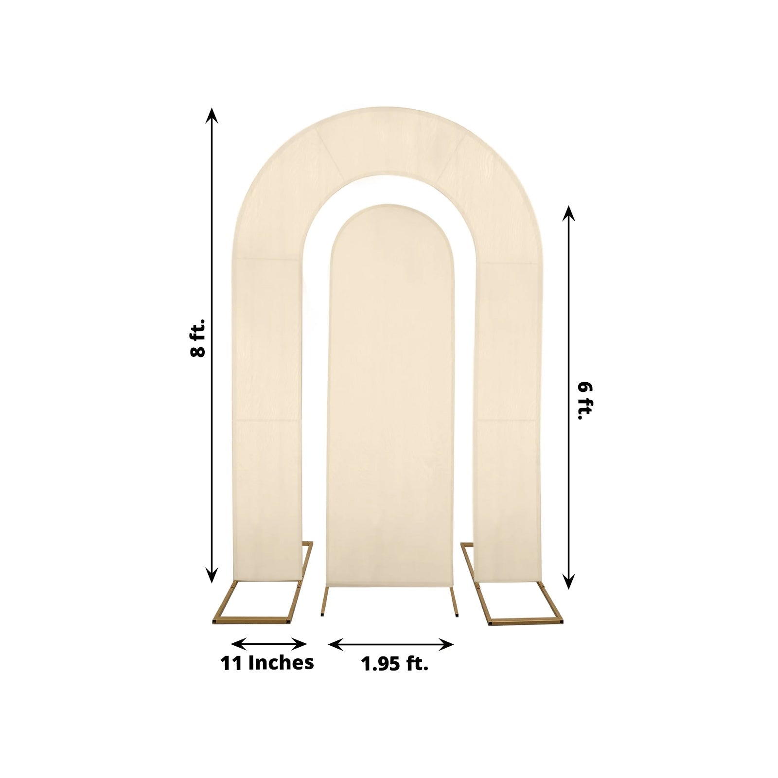 Set of 2 Beige Spandex Fitted Wedding Arch Covers for Round Top and Double Arch Chiara Backdrop Stands - 6ft,8ft - Bell Racket Store
