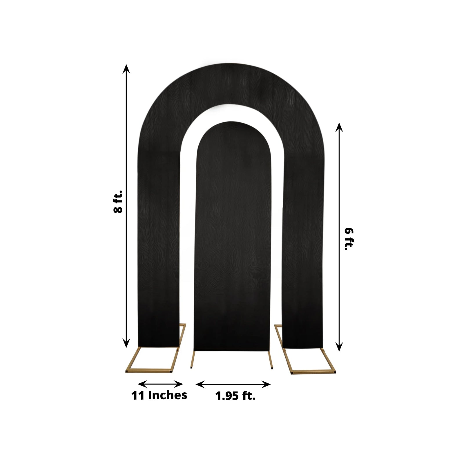 Set of 2 Black Spandex Fitted Wedding Arch Covers for Round Top and Double Arch Chiara Backdrop Stands - 6ft,8ft - Bell Racket Store