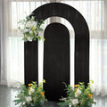 Set of 2 Black Spandex Fitted Wedding Arch Covers for Round Top and Double Arch Chiara Backdrop Stands - 6ft,8ft - Bell Racket Store