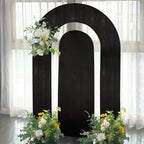 Set of 2 Black Spandex Fitted Wedding Arch Covers for Round Top and Double Arch Chiara Backdrop Stands - 6ft,8ft - Bell Racket Store