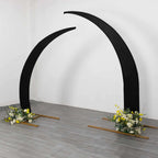 Set of 2 Black Spandex Half Crescent Moon Backdrop Stand Covers, Custom Fitted Wedding Arch Cover for Curved Arbor Flower Balloon Frame - Bell Racket Store