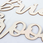 Set of 2 Bride and Groom Chair Signs Natural Wood - Charming Calligraphy Wall Hanging Wedding Decor & Props 12"x5" - Bell Racket Store