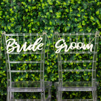 Set of 2 Bride and Groom Chair Signs Natural Wood - Charming Calligraphy Wall Hanging Wedding Decor & Props 12"x5" - Bell Racket Store