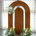 Set of 2 Brown Spandex Fitted Wedding Arch Covers for Round Top and Double Arch Chiara Backdrop Stands - 6ft,8ft - Bell Racket Store