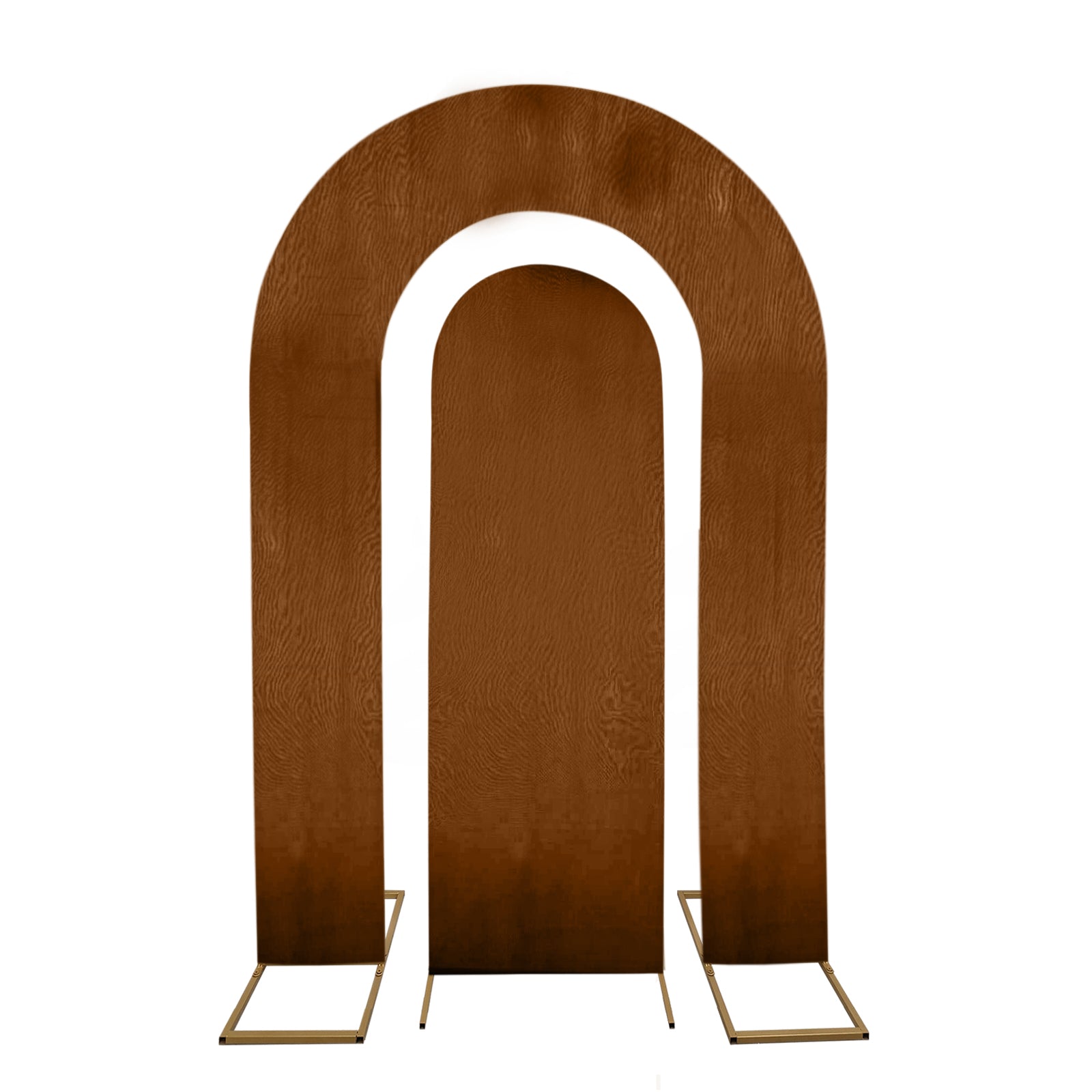 Set of 2 Brown Spandex Fitted Wedding Arch Covers for Round Top and Double Arch Chiara Backdrop Stands - 6ft,8ft - Bell Racket Store
