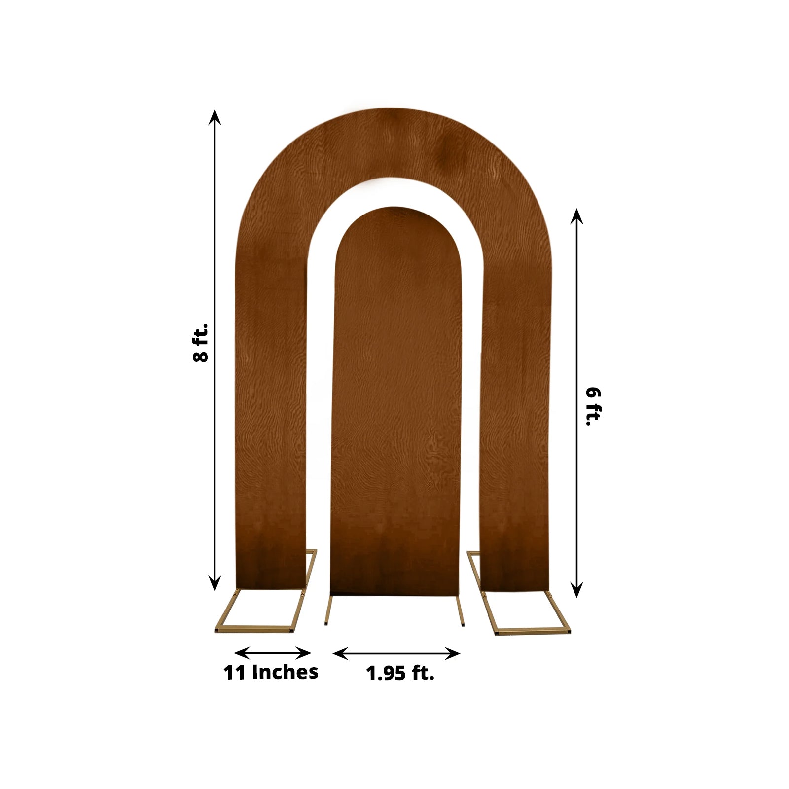 Set of 2 Brown Spandex Fitted Wedding Arch Covers for Round Top and Double Arch Chiara Backdrop Stands - 6ft,8ft - Bell Racket Store