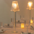 Set of 2 Clear Crystal Glass Candle Holders â€“ 17" Elegant Ribbed Vintage Table Lamp Design - Bell Racket Store