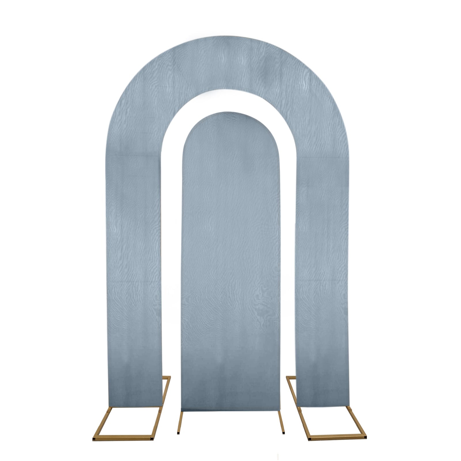 Set of 2 Dusty Blue Spandex Fitted Wedding Arch Covers for Round Top and Double Arch Chiara Backdrop Stands - 6ft,8ft - Bell Racket Store