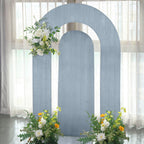 Set of 2 Dusty Blue Spandex Fitted Wedding Arch Covers for Round Top and Double Arch Chiara Backdrop Stands - 6ft,8ft - Bell Racket Store
