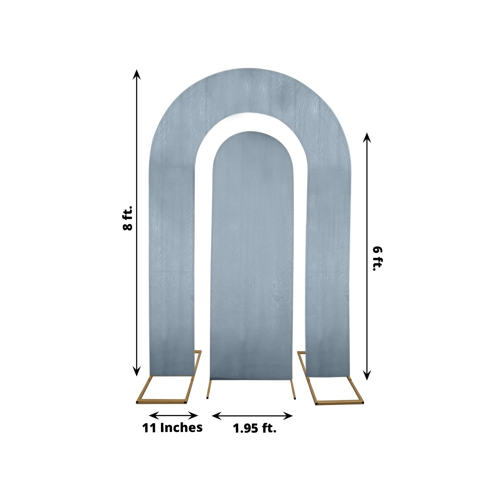 Set of 2 Dusty Blue Spandex Fitted Wedding Arch Covers for Round Top and Double Arch Chiara Backdrop Stands - 6ft,8ft - Bell Racket Store