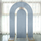 Set of 2 Dusty Blue Spandex Fitted Wedding Arch Covers for Round Top and Double Arch Chiara Backdrop Stands - 6ft,8ft - Bell Racket Store