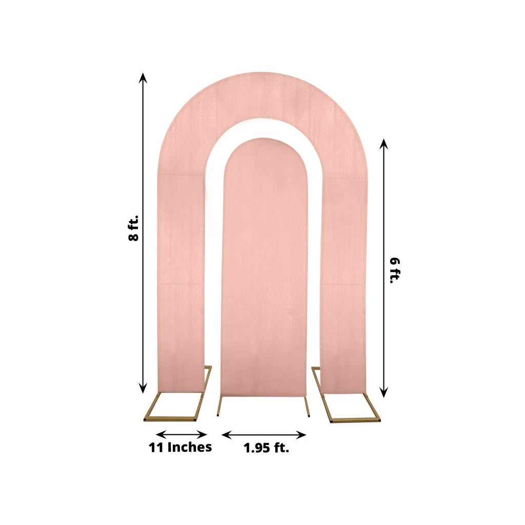Set of 2 Dusty Rose Spandex Fitted Wedding Arch Covers for Round Top and Double Arch Chiara Backdrop Stands - 6ft,8ft - Bell Racket Store