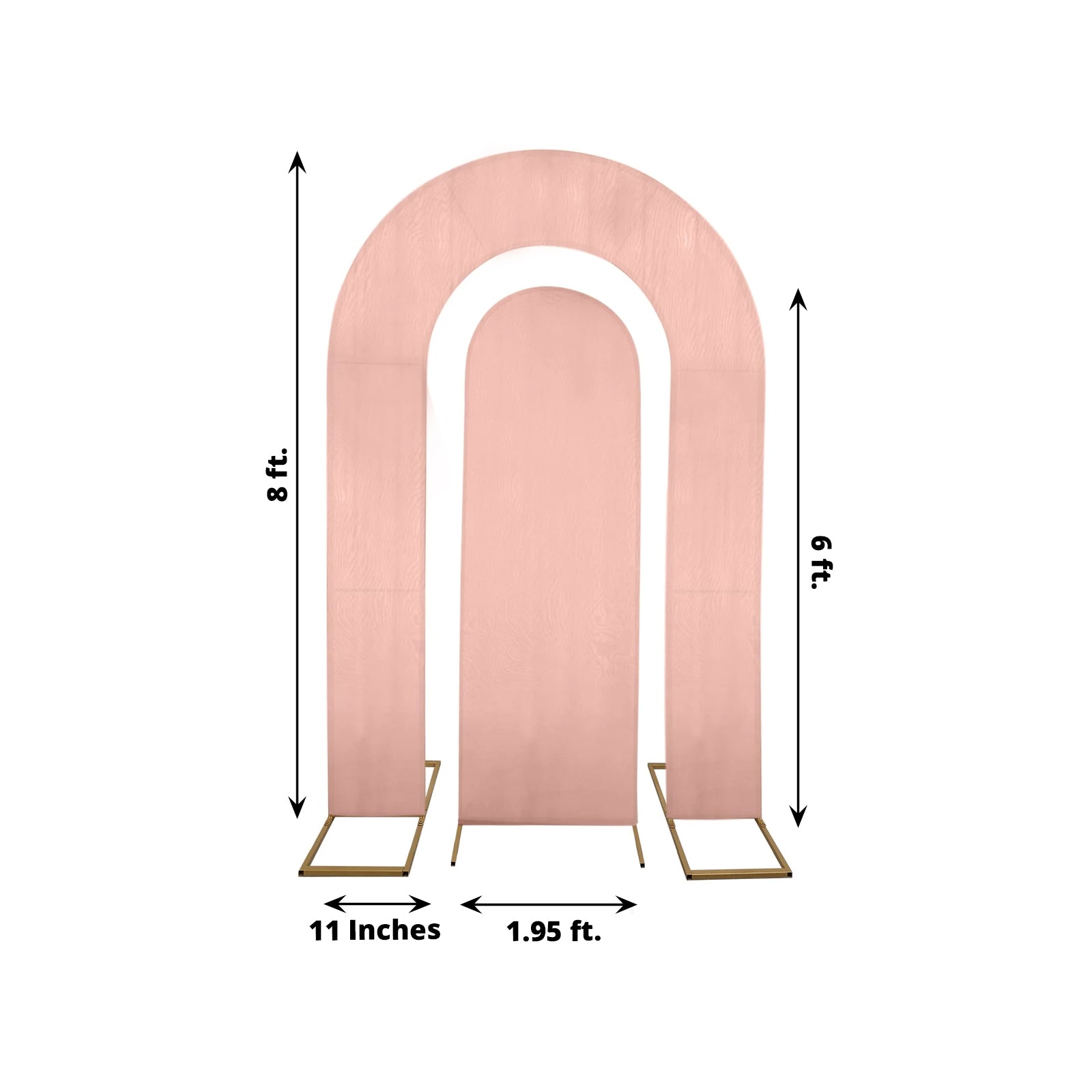 Set of 2 Dusty Rose Spandex Fitted Wedding Arch Covers for Round Top and Double Arch Chiara Backdrop Stands - 6ft,8ft - Bell Racket Store