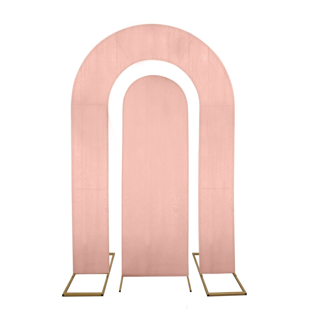 Set of 2 Dusty Rose Spandex Fitted Wedding Arch Covers for Round Top and Double Arch Chiara Backdrop Stands - 6ft,8ft - Bell Racket Store