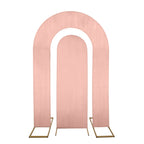 Set of 2 Dusty Rose Spandex Fitted Wedding Arch Covers for Round Top and Double Arch Chiara Backdrop Stands - 6ft,8ft - Bell Racket Store
