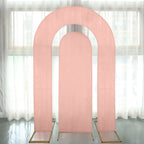Set of 2 Dusty Rose Spandex Fitted Wedding Arch Covers for Round Top and Double Arch Chiara Backdrop Stands - 6ft,8ft - Bell Racket Store