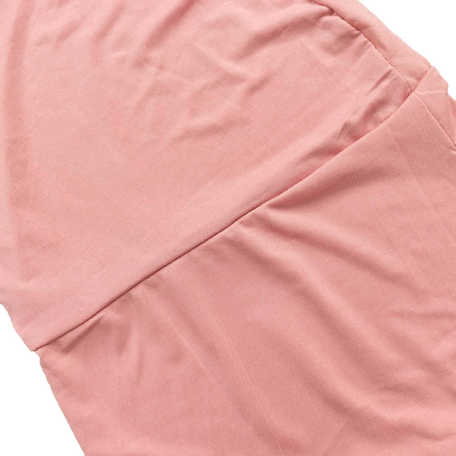 Set of 2 Dusty Rose Spandex Half Crescent Moon Backdrop Stand Covers, Custom Fitted Wedding Arch Cover for Curved Arbor Flower Balloon Frame - Bell Racket Store