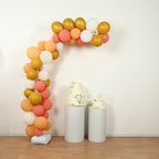 Set of 2 Free Bending White Balloon Column Stand Kit, Half Arch Balloon Tower Stands with Water Fillable Base, Hand Air Pump and Clips - 8ft,5ft - Bell Racket Store