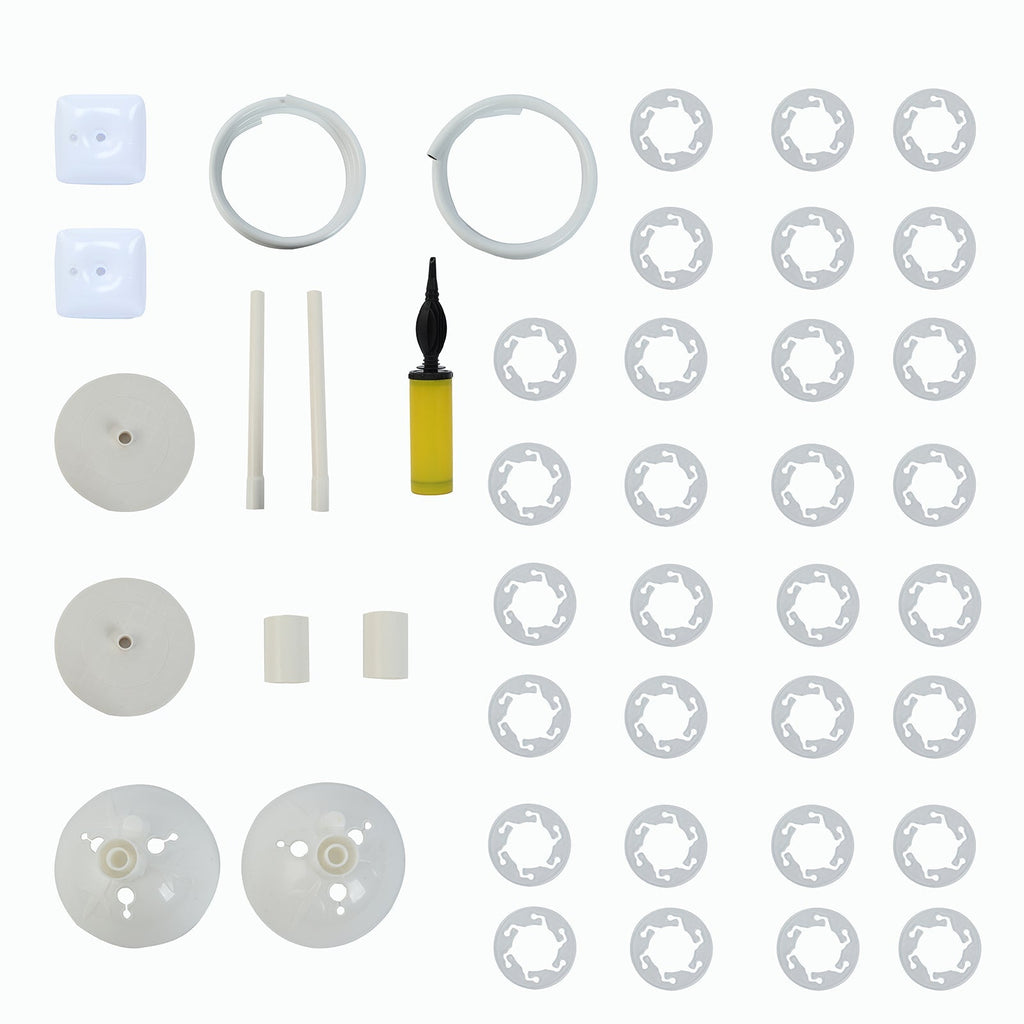 Set of 2 Free Bending White Balloon Column Stand Kit, Half Arch Balloon Tower Stands with Water Fillable Base, Hand Air Pump and Clips - 8ft,5ft - Bell Racket Store