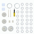 Set of 2 Free Bending White Balloon Column Stand Kit, Half Arch Balloon Tower Stands with Water Fillable Base, Hand Air Pump and Clips - 8ft,5ft - Bell Racket Store