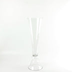 Set of 2 Glass Trumpet Vases Reversible Clarinet Style Clear - Decorative Flower Centerpieces for Events 30" - Bell Racket Store