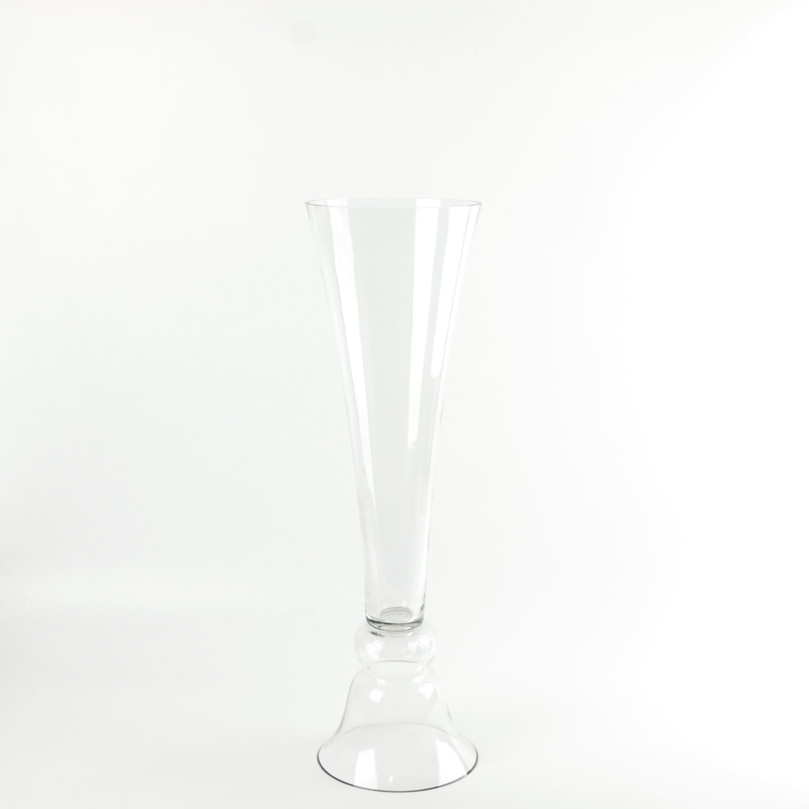 Set of 2 Glass Trumpet Vases Reversible Clarinet Style Clear - Decorative Flower Centerpieces for Events 30" - Bell Racket Store