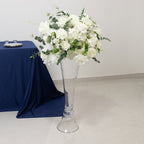 Set of 2 Glass Trumpet Vases Reversible Clarinet Style Clear - Decorative Flower Centerpieces for Events 30" - Bell Racket Store