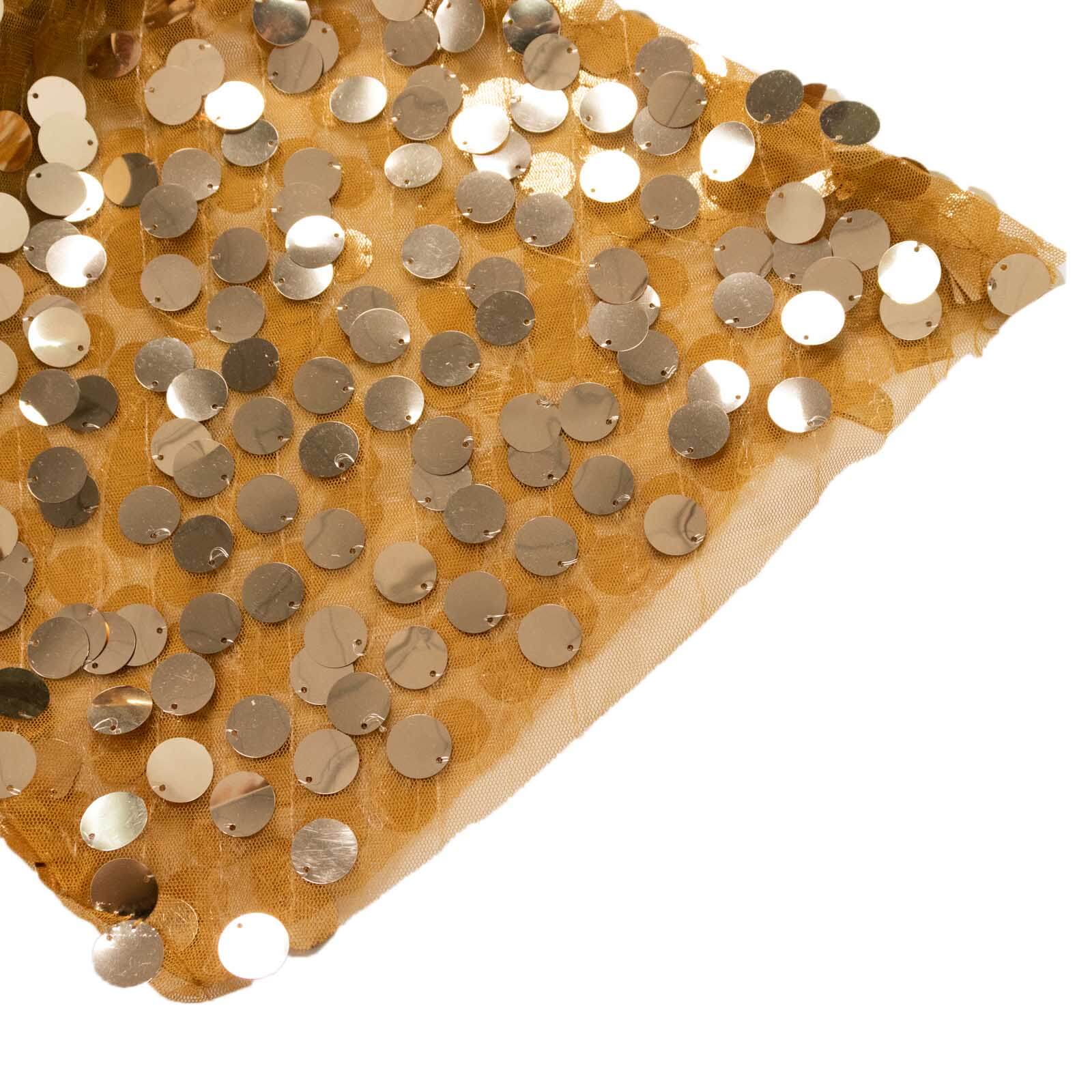 Set of 2 Gold Big Payette Sequin Backdrop Stand Cover for Half Crescent Moon Wedding Arch, Sparkly Double Sided - 6.5ft, 8ft - Bell Racket Store