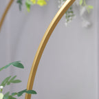 Set of 2 Gold Metal Round Top Chiara Backdrop Stand Wedding Arches, Double Arch Floral Balloon Frame Ceremony Arbors - 6ft,8ft - Bell Racket Store