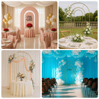 Set of 2 Gold Metal Round Top Chiara Backdrop Stand Wedding Arches, Double Arch Floral Balloon Frame Ceremony Arbors - 6ft,8ft - Bell Racket Store
