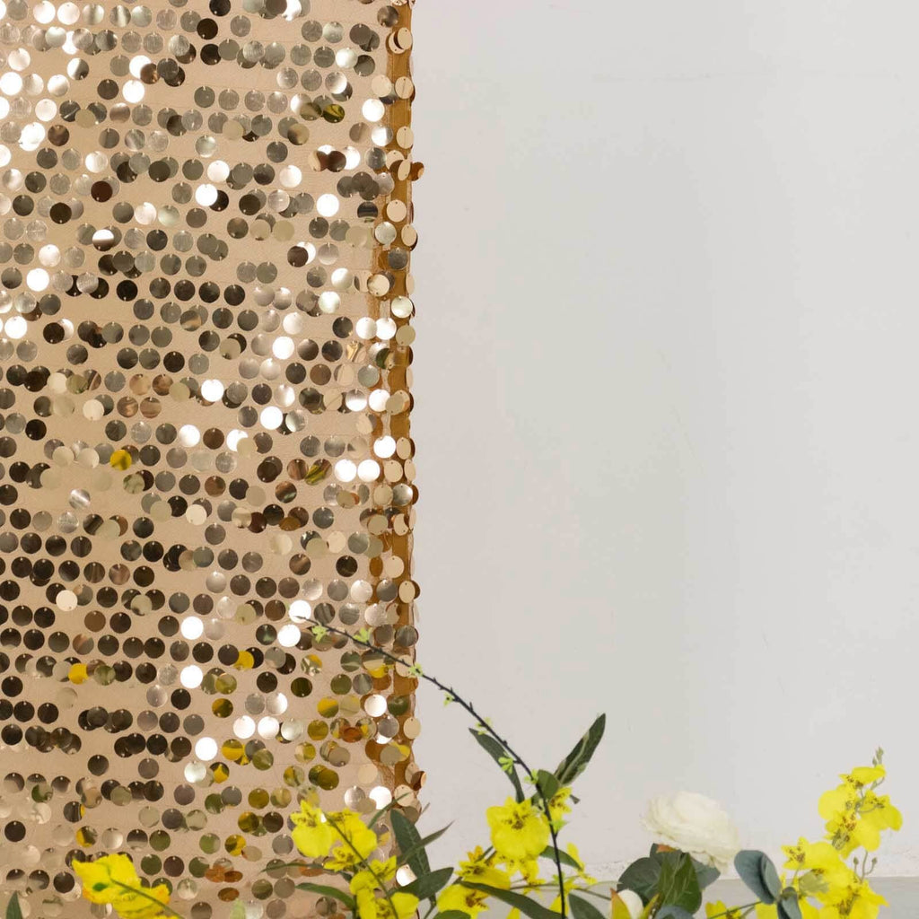 Set of 2 Gold Payette Sequin Wedding Arch Covers for Round Top and Double Arch Chiara Backdrop Stands - 6ft,8ft - Bell Racket Store