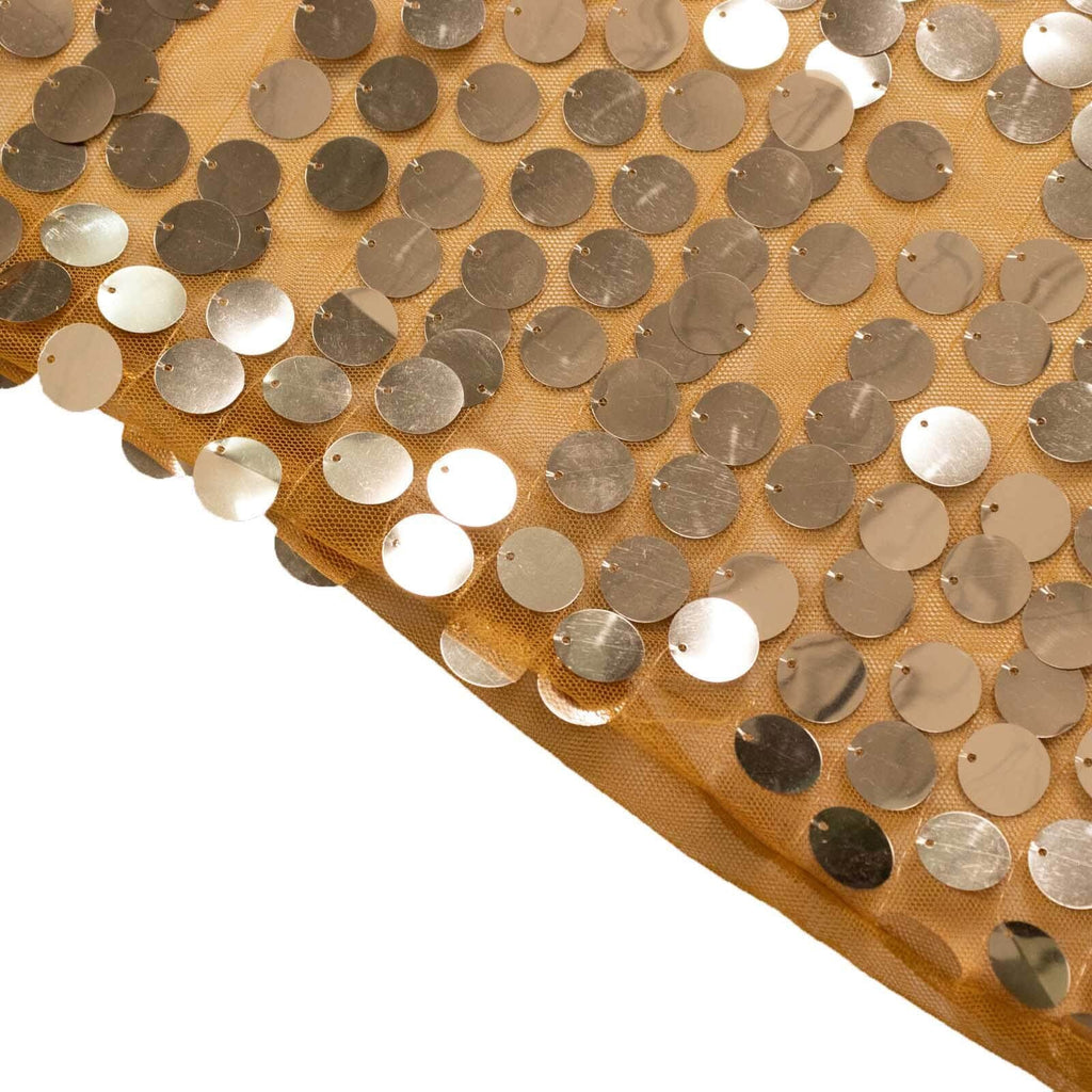 Set of 2 Gold Payette Sequin Wedding Arch Covers for Round Top and Double Arch Chiara Backdrop Stands - 6ft,8ft - Bell Racket Store