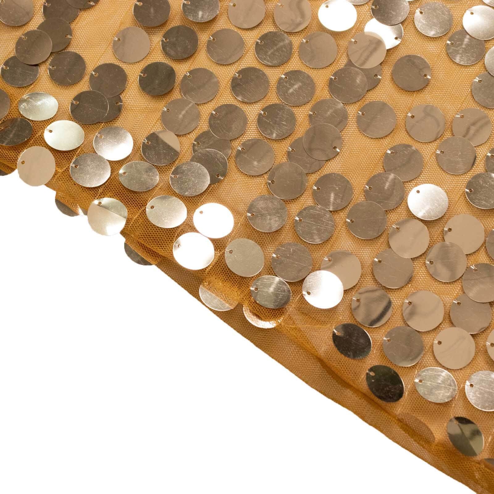 Set of 2 Gold Payette Sequin Wedding Arch Covers for Round Top and Double Arch Chiara Backdrop Stands - 6ft,8ft - Bell Racket Store