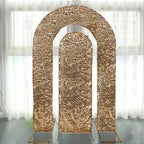 Set of 2 Gold Payette Sequin Wedding Arch Covers for Round Top and Double Arch Chiara Backdrop Stands - 6ft,8ft - Bell Racket Store